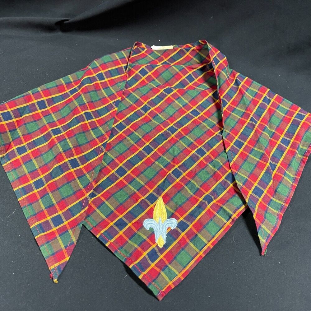 Boy Scouts Webelos Neckerchief Plaid Embroidered Emblem BSA